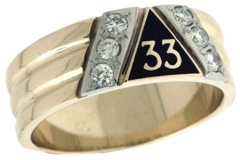 33° 14k ring with 6-4pt Diamonds - Size 10
