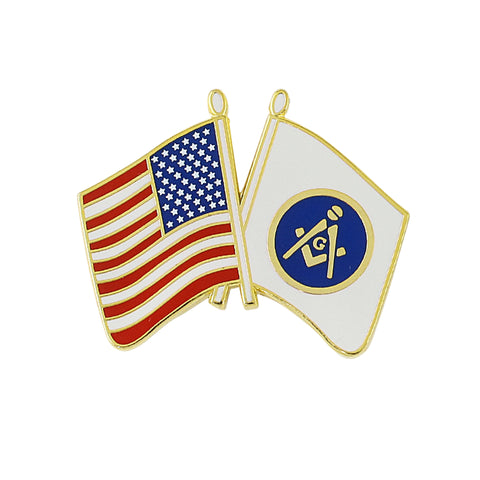 Double Flag - American & Blue Lodge Emblem